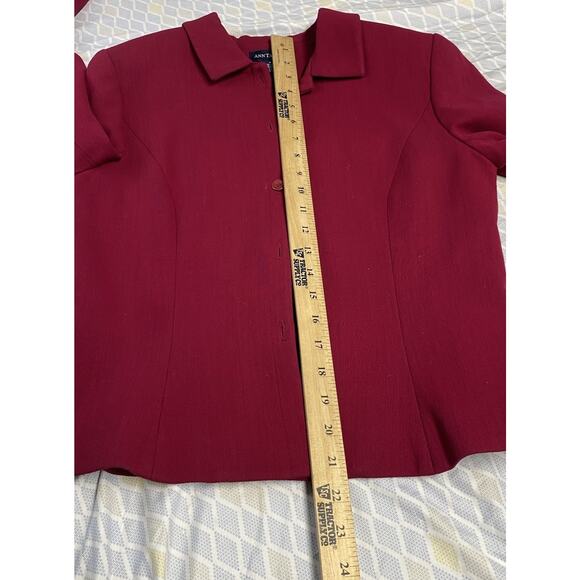 ANN TAYLOR Wool Blazer Size 6 Pants 8 Suit Set Womens Magenta Pink Career Lined - Picture 12 of 16